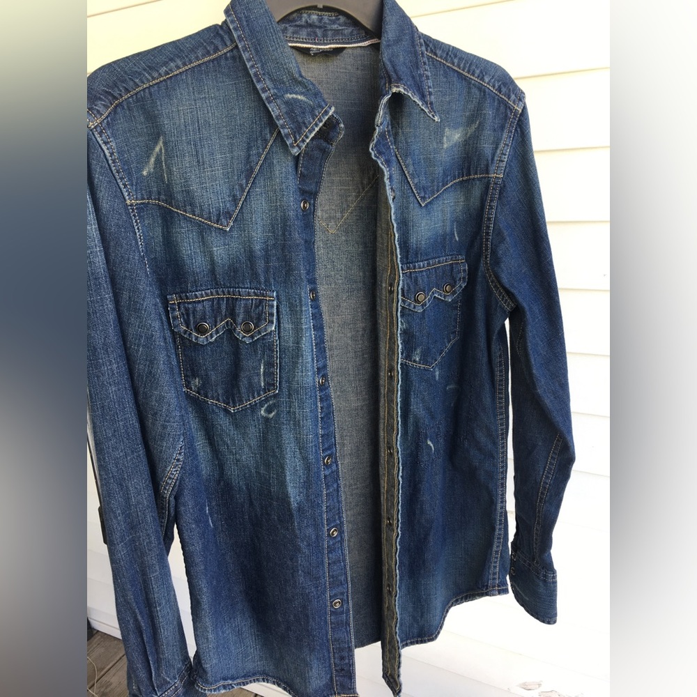 Get a Free scarf 🧣 Women Arizona Jean Snap Button Shacket Sz Sm